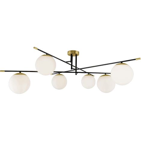 [GEBRAUCHT] Maytoni Nostalgia Deckenlampe Deckenleuchte Lampe Leuchte 6 Flammig Gold Glas B-Ware
