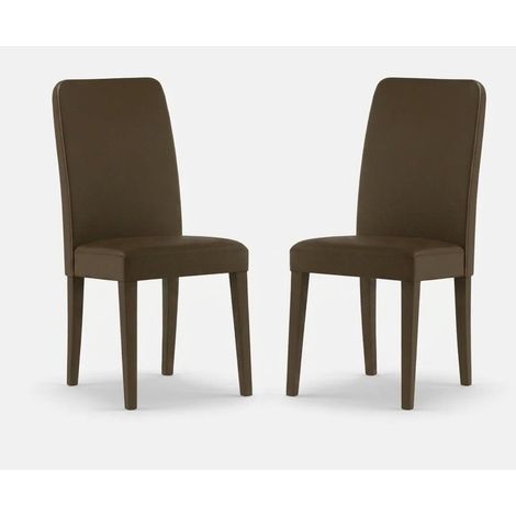 Set de 2 sillas acolchadas de polipiel para comedor Alina - Gris paloma (1/5)