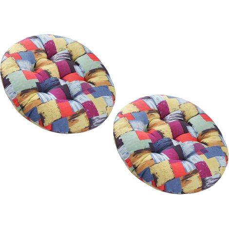 Lot de 4/2/1 Coussin de Chaise 40x40/50x50/45x45cm Ronde Galette de Chaise Cuisine Coussins de Siège Exterieur Interieur Coussins de Sol pour Jardin, Bureau, Patio(O,40x40cm/15x15in2pcs) (1/5)