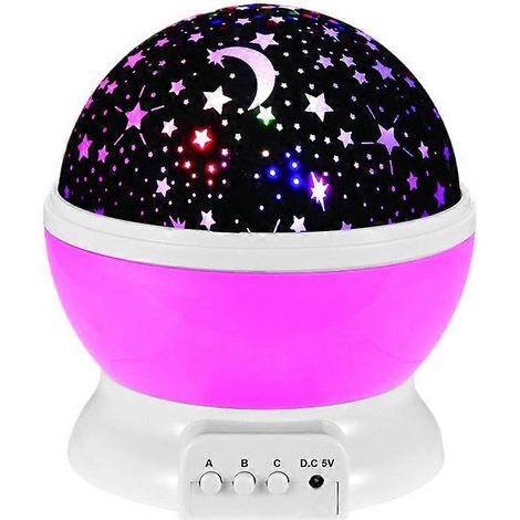 Cliquez pour agrandir l'image : Veilleuse étoilée, Lampe étoile à rotation romantique 360°, Projection au plafond pour enfant, Projecteur lampe pour enfant (4 LED, 8 modes d'éclairage) (1/5)