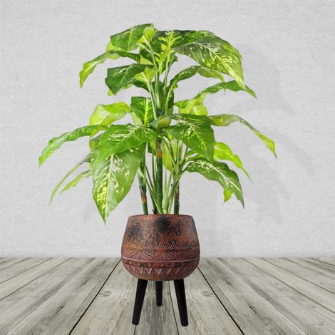 Large Composite Brown / Black Planter with Stand (1/4)