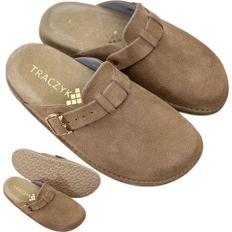 Traczyk Flip-Flops, orthopädische Clogs aus Naturleder, beige, Fusbet, Größe 39