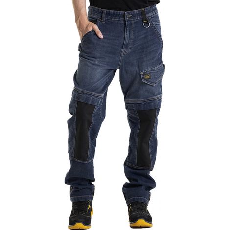 Pantalon de travail coupe carpenter Fibreflex® HAMMER2 bleu-noir RICA LEWIS - Taille: 40