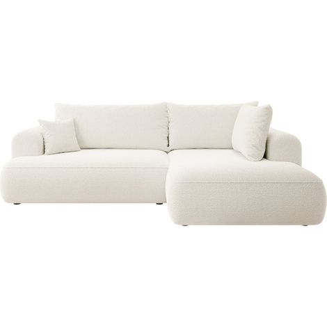 Selsey Ovo – Ecksofa mit Schlaffunktion, Ottomane rechts, Bouclé Creme