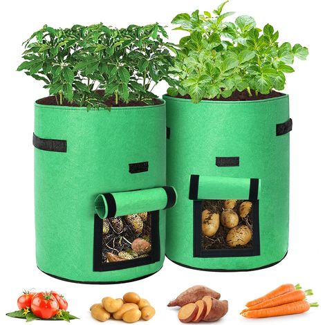Sacs de culture de pommes de terre, lot de 2 sacs de culture de plantes de jardin de 10 gallons (vert) (1/2)
