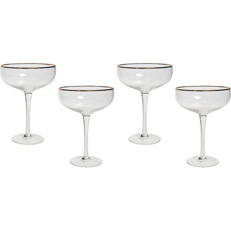 Set di 4 coppe da champagne sin vetro soffiato a mano con bordo dorato 45 cl Topazio (1/5)