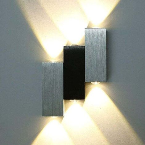 Applique Murale 6W Applique Murale Intérieur 2 Styles (Rectangulaire / Carré) Éclairage Haut et Bas Convient pour une Installation dans Chambre Couloir Escalier Aluminium Moderne [Classe énergétique A (1/4)