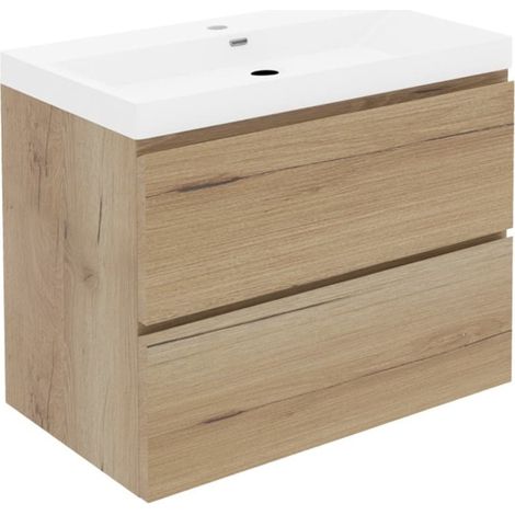Ensemble meuble suspendu avec vasque - SAT - B-Way 59x50x45 - Chêne