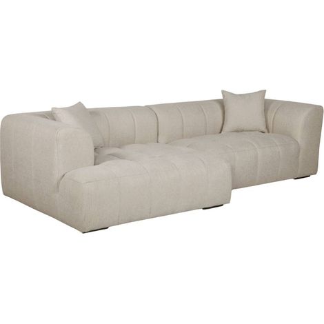 Canapé d'angle en tissu beige et pieds en bois Davis (1/5)