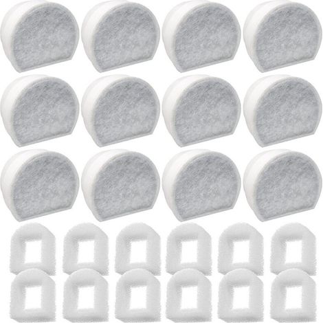 Lot de 24 Préfiltres en Mousse et Filtre à Carbone Compatible avec PetSafe Drinkwell Fountain INOX 360 Avalon Pagoda Seascape et Sedona Fontaines, Filtre pour Fontaine à Eau Chat Chien (1/5)