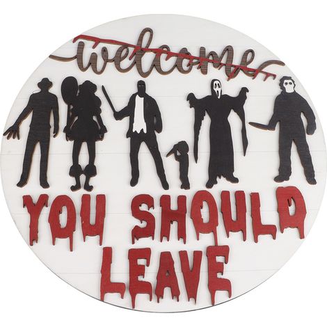 Panneau de bienvenue horreur 3D - Décorations d'Halloween pour porte d'entrée/porche - Style ferme (1/5)