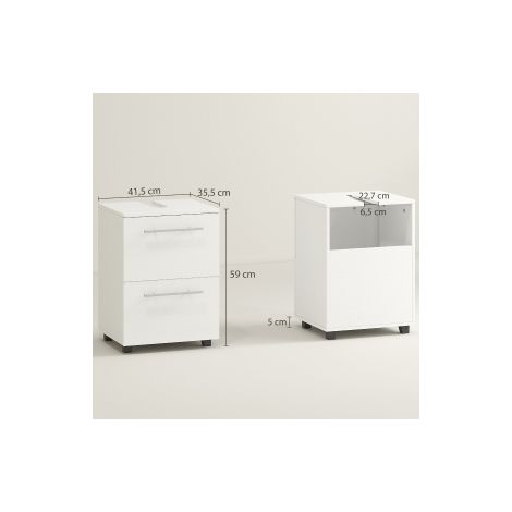 Meuble sous vasque blanc compact en panneau de particules avec tiroir et rangement pour salle de bains et toilettes (1/5)