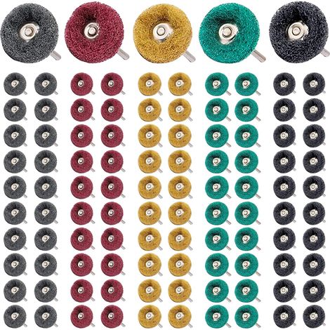100 disques de polissage de 25 mm, disques de meulage et de polissage, disques de polissage avec tige de 3 mm, kit de polissage pour outils rotatifs, kit de polissage pour le verre, le métal et le boi (1/5)