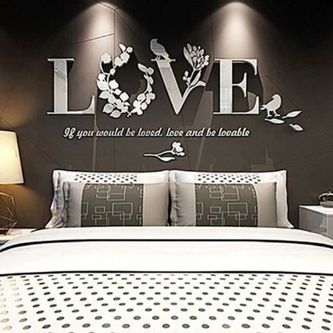 Sticker mural home decor, Stickers muraux salon amovibles, Stickers chambre adulte, Stickers muraux miroir salon [Love Blanc] (1/2)