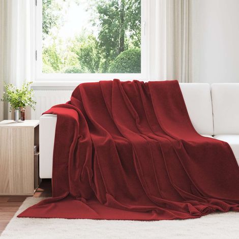 Überwurfdecke Bordeauxrot 240 x 270 cm Fleece