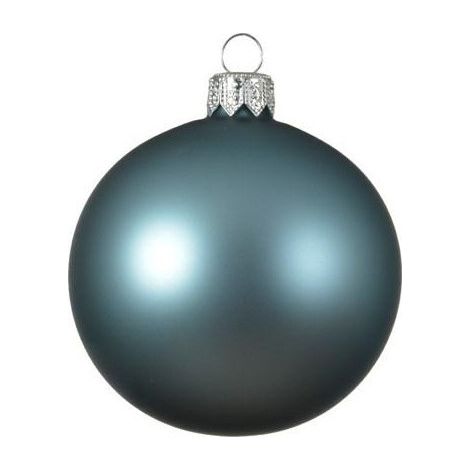Set de 6 bolas de Navidad de vidrio celeste opaco 6 cm