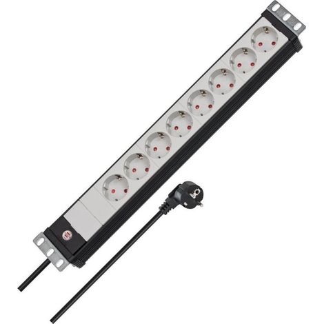 Brennenstuhl  Premium-Line  19"  regleta  para  armarios  eléctricos  8  tomas  negro/gris  claro  3  m  H05VV-F  3G1,5  formato  19"  -  1156057028 (1/4)