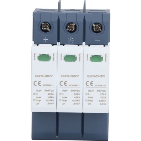 Parafoudre DC 40KA 3P 600VDC, Protection contre surtensions, Boîtier ignifuge PC, Grande capacité de décharge, Réponse rapide (1/5)