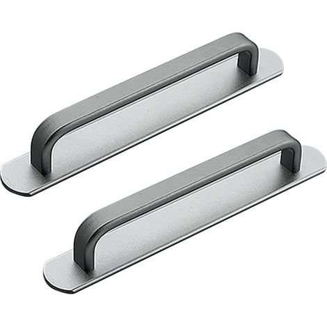 Due maniglie autoadesive in lega di alluminio per mobili, adatte al fissaggio su frigoriferi, pensili da cucina e cassetti (212 mm, grigio). (1/4)