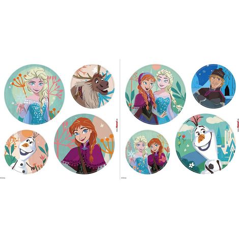 autocollant de fenêtre personnages de La Reine des neiges bleu, vert et violet  - Disney (1/3)