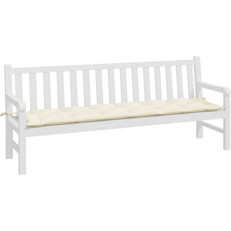 INLIFE Coussin de banc de jardin Blanc crème 200x50x7 cm Tissu (1/5)