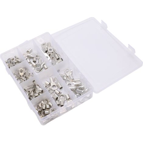 Cosses de fil de cuivre, connecteur de Terminal à anneau résistant à la chaleur avec boîte de rangement ABS pour système solaire, 125 pièces