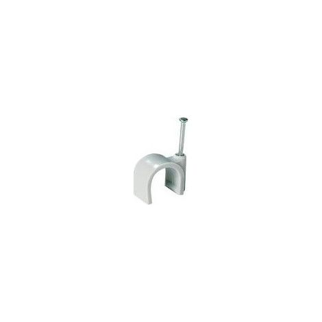 Attache pontet gris à clouer pour cable ou gaine Ø 23mm à 29mm (boite de 50) pointe 50x2.5mm EBENOID 068448