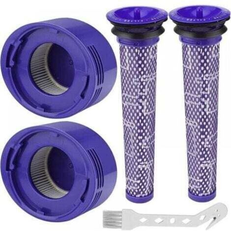Filtre pour Dyson V8/V7, Filtres de Rechange Lavable pour Aspirateur Dyson V7/V8 Absolute et Animal, Accessoire Aspirateur pour Dyson V8 Avec 2 Post-Filtres HEPA, 2 Pré-Filtres, 1 Outil de Nett (1/4)