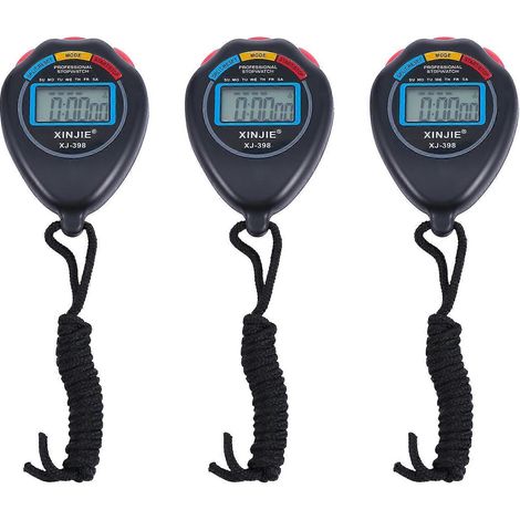 3er-Pack Fitnessuhren, Schiedsrichteruhren, Sport-Fitness-Stoppuhren, Lauf-Stoppuhren, Schwimm-Stoppuhren-6.5X6CM-Black (1/2)