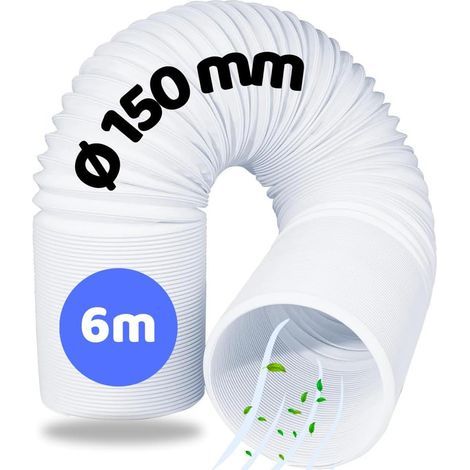 x 150 mm Abluftschlauch, 6 m PVC-flexibel, Stahlspirale, für Klimaanlage, Wäschetrockner, Dunstabzugshaube (1/5)
