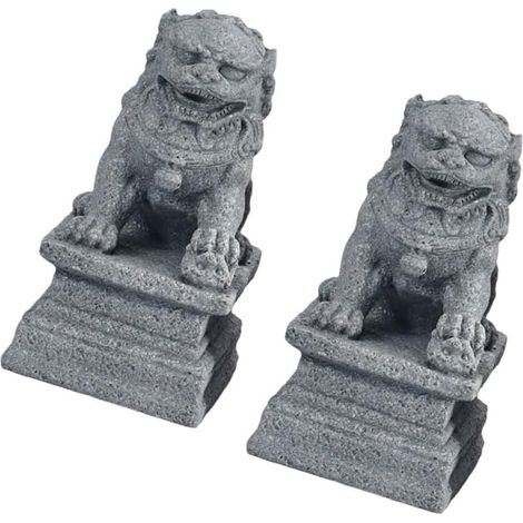 de deux lions nordiques en grès figurines réalistes pour le