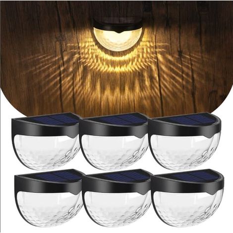 Lot de 6 lampes solaires d'extérieur à induction, pour la décoration de jardin, clôture ou mur, semi-circulaires, à économie d'énergie. (1/5)