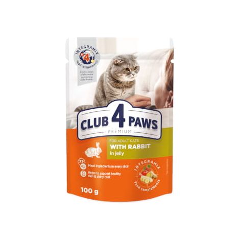 Club 4 Paws Premium Gato Adulto con Conejo en Gelatina - Sobre de 100 g