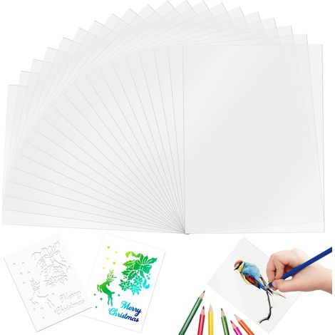 20 Pièces Mylar Feuilles de Pochoirs, Mylar Vierge Pochoir Feuilles Feuilles de pochoir en mylar pour bricolage, artisanat, PVC translucide, découpe de pochoirs pour dessins (1/5)