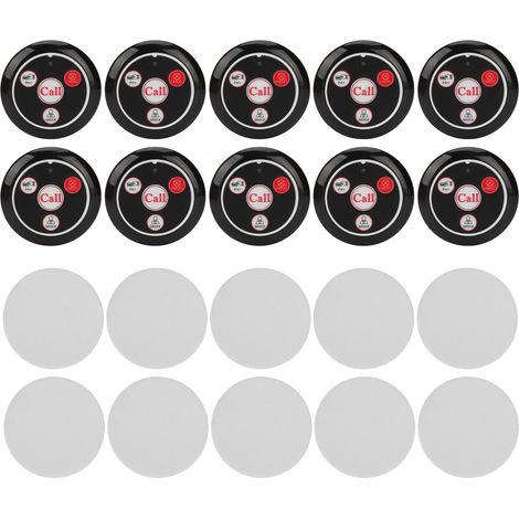 10 boutons d'appel RF sans fil étanches pour restaurant, compatibles 433.92MHz, avec coque ABS et affichage hôte (1/5)