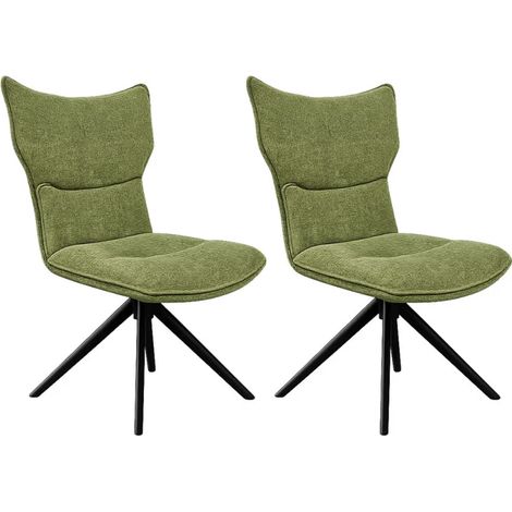 Lot 2 chaises rotatives 360° tissu vert rembourrage ergonomique - PHIL (1/5)