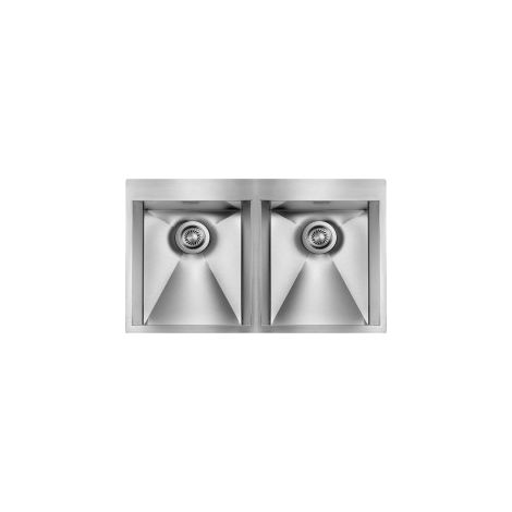 Lavello FOCUS MIX 3" 2 vasche ACCIAIO INOX INCASSO SLIM 87,5X50 prof. 19 (1/5)