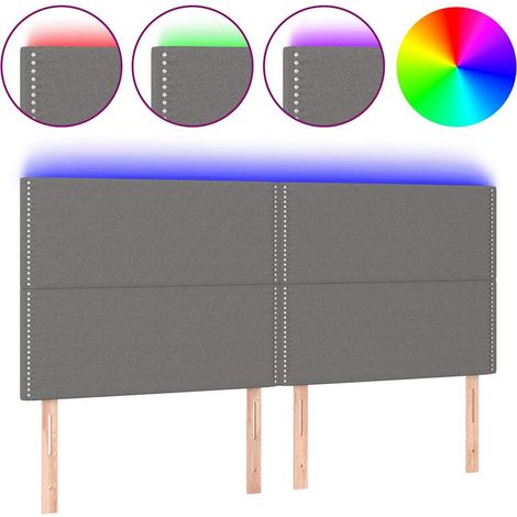 Maison Exclusive - Cabecero con luces LED tela gris oscuro 180x5x (1/5)