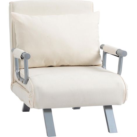 Canapé-lit 2 en 1 avec dossier inclinable 5 positions, 65 × 69 × 82 cm, beige (1/5)