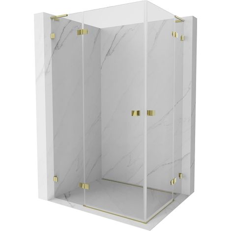 Mexen Lunar L Duo cabina doccia con porta a battente sinistra 120 x 95 cm, trasparente, oro - 834L-120L-095P-50-00 (1/5)