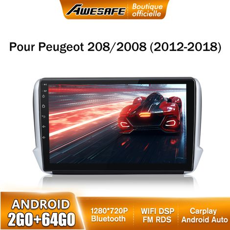 AWESAFE Autoradio Android 13 pour 208/2008 (2Go+64Go) 9'' Écran Carplay Android Auto GPS Bluetooth WiFi FM RDS SWC (1/5)