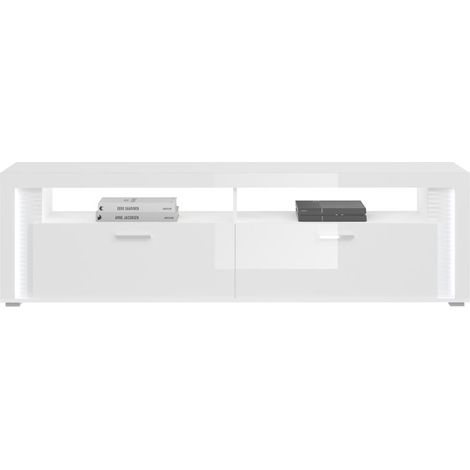 Skylight Sideboard 1 Klaptür, 2 Ablagen mit Licht Hochglanz weiß,Glas grau,weiß.