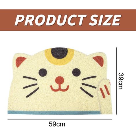 Tapis de litière pour chat en forme de chat mignon antidérapant et imperméable lavable double couche pour litière de chat piège à litière (1/5)