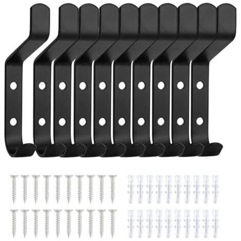 10 Pièces Crochets de Vestiaire Noir, Crochet Mural Patère, Porte Serviette Salle de Bain, Crochets et Patères pour la Maison, Porte Manteau Mural, Patère Murale Salle de Bain