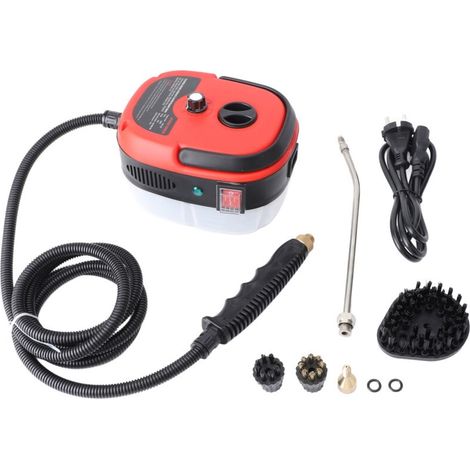 Nettoyeur vapeur portatif 2500 W, machine de nettoyage haute température sous pression avec têtes de brosse pour meubles de cuisine, salle de bain, voiture, prise UE rouge 220 V (1/5)
