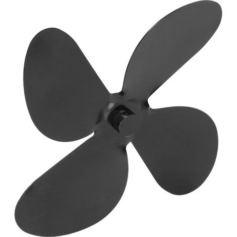 Pale ventilateur poêle alliage aluminium 4 ailettes kit rechange avec clé hexagonale vis noir (1/5)
