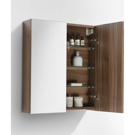 Spiegelschrank Bad 60 cm montiert Nussbaum SIENA