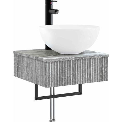 vidaXL Wall-Mounted Wash Basin Grey Sonoma 40 x 41 x 40.5 cm