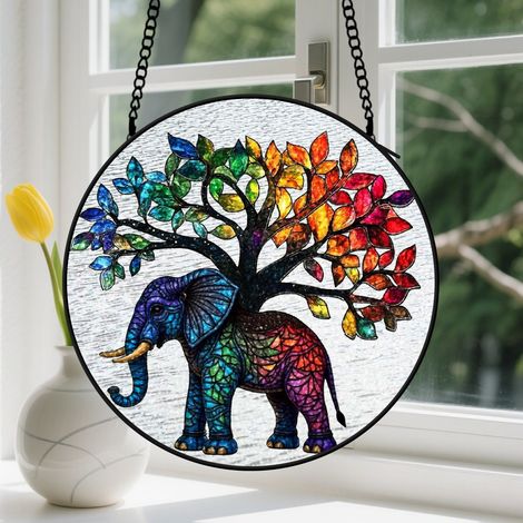 Capteur de Soleil en Vitrail Décoration Spirituelle pour Maison 9cm (1/4)