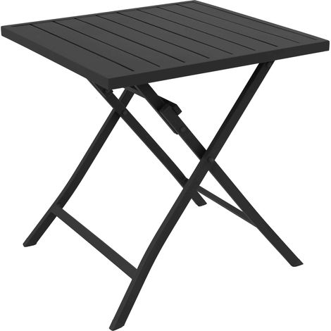 Quadratische Tabelle 70x70 cm schließbarer Außengarten mit Aluminiumstruktur und orientalische Lattenebene - Black